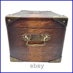 Antique Quarter Sawn Solid Tiger Oak Wood Chest Box with Brass Hardware