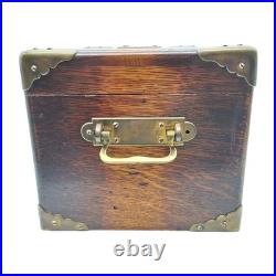 Antique Quarter Sawn Solid Tiger Oak Wood Chest Box with Brass Hardware
