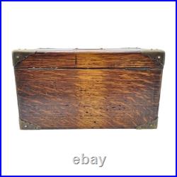 Antique Quarter Sawn Solid Tiger Oak Wood Chest Box with Brass Hardware