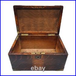 Antique Quarter Sawn Solid Tiger Oak Wood Chest Box with Brass Hardware