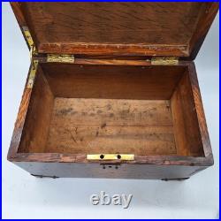 Antique Quarter Sawn Solid Tiger Oak Wood Chest Box with Brass Hardware