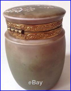 Antique Rare Nakara Cigar Jar Humidor C F Monroe Wave Crest Handpainted Glass