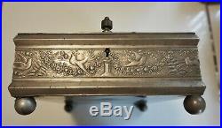 Antique Rogers Smith Meriden Silverplate Humidor Box Victorian Rat Birds 1881