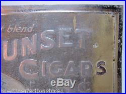 Antique SUNSET CIGARS Sign 5 cents'A perfect blend. In thier own Humidor