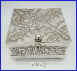 Antique Silverplate Cigar Humidor With Demon Rogers Bros