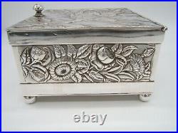 Antique Silverplate Cigar Humidor With Demon Rogers Bros