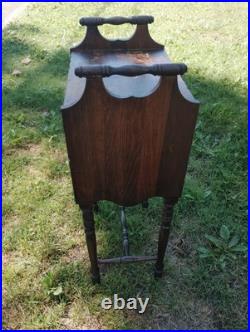 Antique Smoking Stand Cigar Humidor Copper Lined Original Finish, Repairs