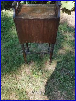 Antique Smoking Stand Cigar Humidor Copper Lined Original Finish, Repairs