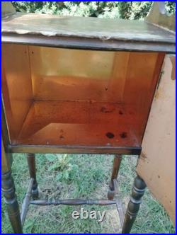 Antique Smoking Stand Cigar Humidor Copper Lined Original Finish, Repairs