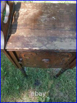 Antique Smoking Stand Cigar Humidor Copper Lined Original Finish, Repairs