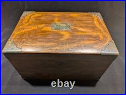 Antique Solid Oak Humidor with Brass Corners 19th Century No Key, Has Lock