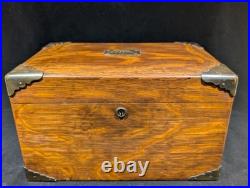 Antique Solid Oak Humidor with Brass Corners 19th Century No Key, Has Lock