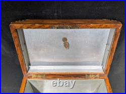 Antique Solid Oak Humidor with Brass Corners 19th Century No Key, Has Lock