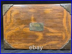 Antique Solid Oak Humidor with Brass Corners 19th Century No Key, Has Lock