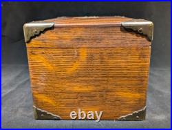 Antique Solid Oak Humidor with Brass Corners 19th Century No Key, Has Lock