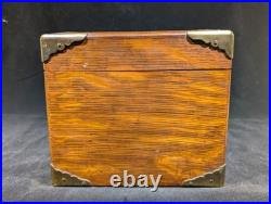 Antique Solid Oak Humidor with Brass Corners 19th Century No Key, Has Lock