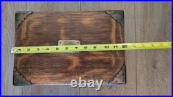 Antique Solid Oak Humidor with Brass Corners 19th Century No Key, Has Lock