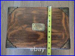 Antique Solid Oak Humidor with Brass Corners 19th Century No Key, Has Lock