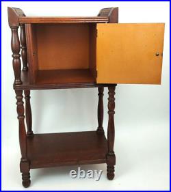 Antique Solid Wood Smokers Cabinet Chest Humidor Bedside Table Carved Accents