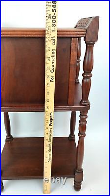 Antique Solid Wood Smokers Cabinet Chest Humidor Bedside Table Carved Accents