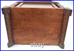 Antique Solid Wood Smokers Cabinet Chest Humidor Bedside Table Carved Accents