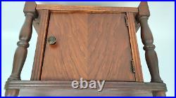 Antique Solid Wood Smokers Cabinet Chest Humidor Bedside Table Carved Accents