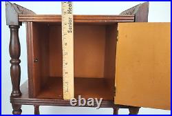 Antique Solid Wood Smokers Cabinet Chest Humidor Bedside Table Carved Accents