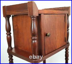 Antique Solid Wood Smokers Cabinet Chest Humidor Bedside Table Carved Accents