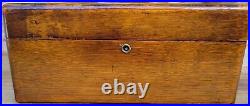 Antique Solid Wooden Cigar Humidor Box Metal & Filter 10x6.5x4 C N Swift NY