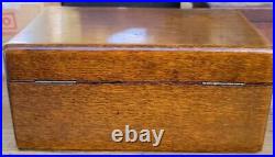 Antique Solid Wooden Cigar Humidor Box Metal & Filter 10x6.5x4 C N Swift NY