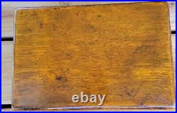 Antique Solid Wooden Cigar Humidor Box Metal & Filter 10x6.5x4 C N Swift NY