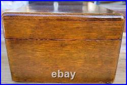 Antique Solid Wooden Cigar Humidor Box Metal & Filter 10x6.5x4 C N Swift NY