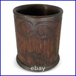 Antique St. Louis Silver Co. Oak Brass Metal Inlay Humidor