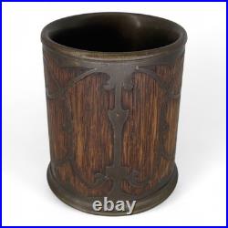 Antique St. Louis Silver Co. Oak Brass Metal Inlay Humidor