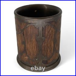 Antique St. Louis Silver Co. Oak Brass Metal Inlay Humidor