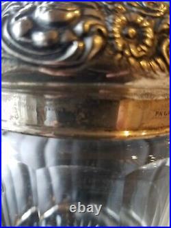 Antique Sterling and glass Humidor Bisquit Barrel