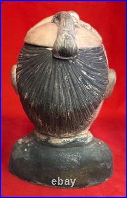 Antique Terra Cotta Pipe Humidor Tobacco Jar, Asian Figural Head