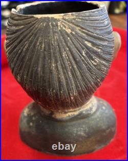 Antique Terra Cotta Pipe Humidor Tobacco Jar, Asian Figural Head