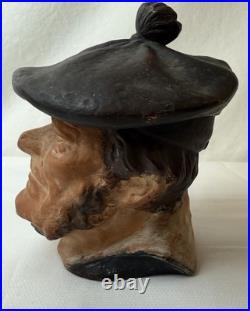 Antique Terra Cotta Pipe Tobacco Jar, Figural Head