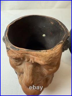 Antique Terra Cotta Pipe Tobacco Jar, Figural Head