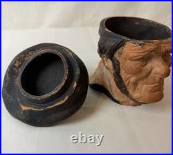 Antique Terra Cotta Pipe Tobacco Jar, Figural Head Antique Terra Cotta Pipe Tobacco Jar, Figural Head