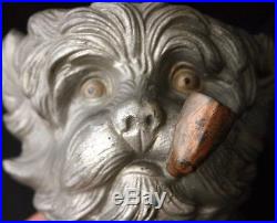 Antique Terra-cotta Humidor SCOTTIE DOG Wearing Fez