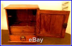 Antique Tigar Oak Humidor Marquetry Smoker's Cabinet, Chest, Holds Pipes & More