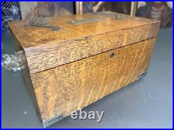 Antique Tiger Oak Cigar Humidor Arts & Crafts Era c. 1895-1915