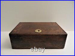 Antique Tiger Oak Zink Lined Humidor / Cigar / Document Box Nice Piece