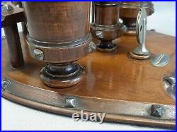 Antique Tobacciana Wooden Smoker's Stand Pipe Cigar Ashtray Match Striker Cutter