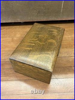 Antique Tobacco Cigar Humidor Box Quarter Sawn Tiger Oak Wood Copper Lined 1900s
