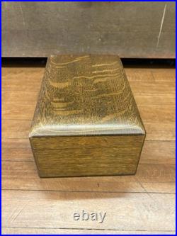 Antique Tobacco Cigar Humidor Box Quarter Sawn Tiger Oak Wood Copper Lined 1900s