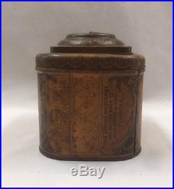 Antique Tobacco Humidor Cigar Tin Ad Litho Canister Container Cameron VTG USA