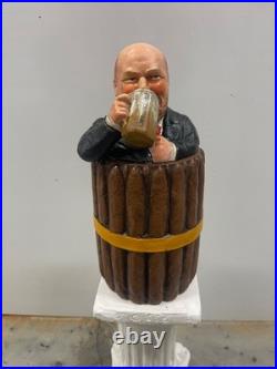 Antique, Tobacco Humidor Man Drinking Beer In Barrel By J. Maresh, C1894
